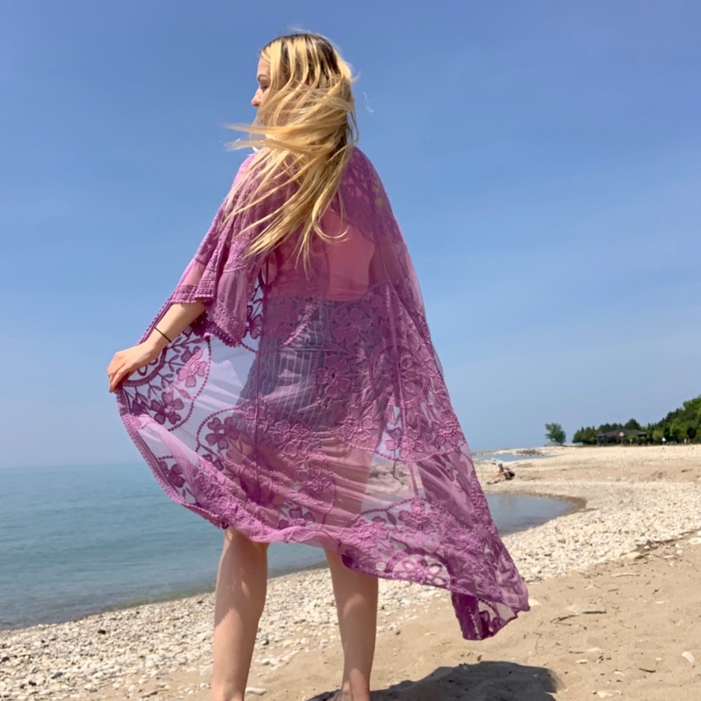 Lavender purple bathing suit coverup